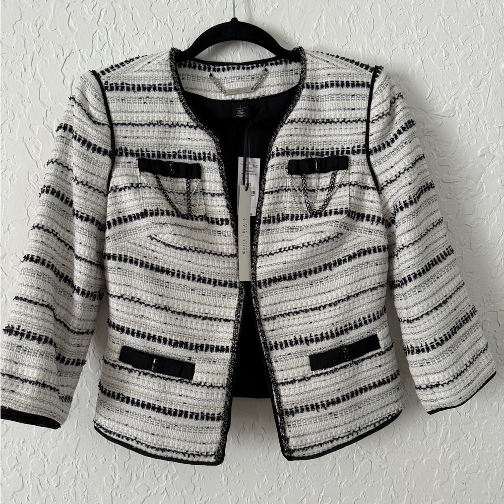 Women's Black and White Tweed Jacket